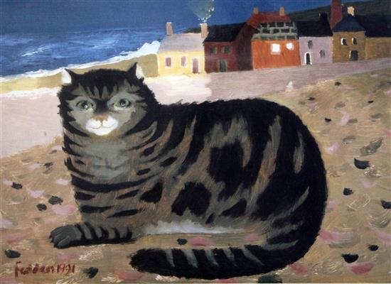 Mary Fedden (1915-) Cat on the seashore, 12.5 x 17in.
